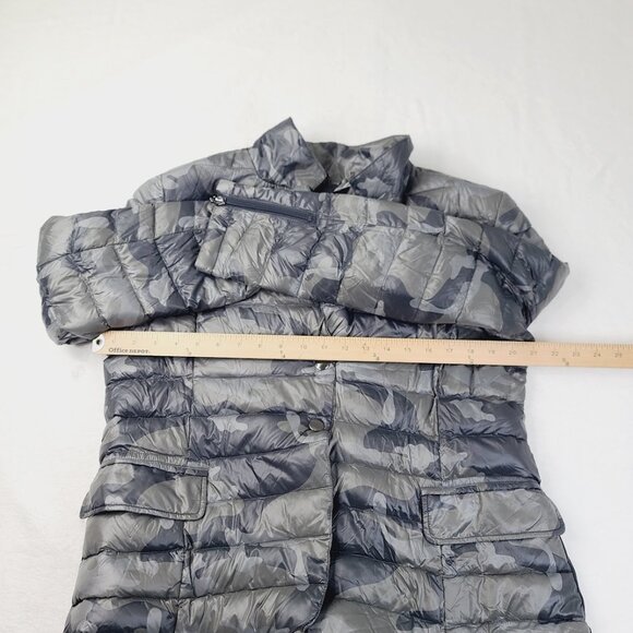 Anorak Women's Gray Black Camouflage Dual Pocket Puffer Blazer Jacket Size XL - Picture 4 of 8